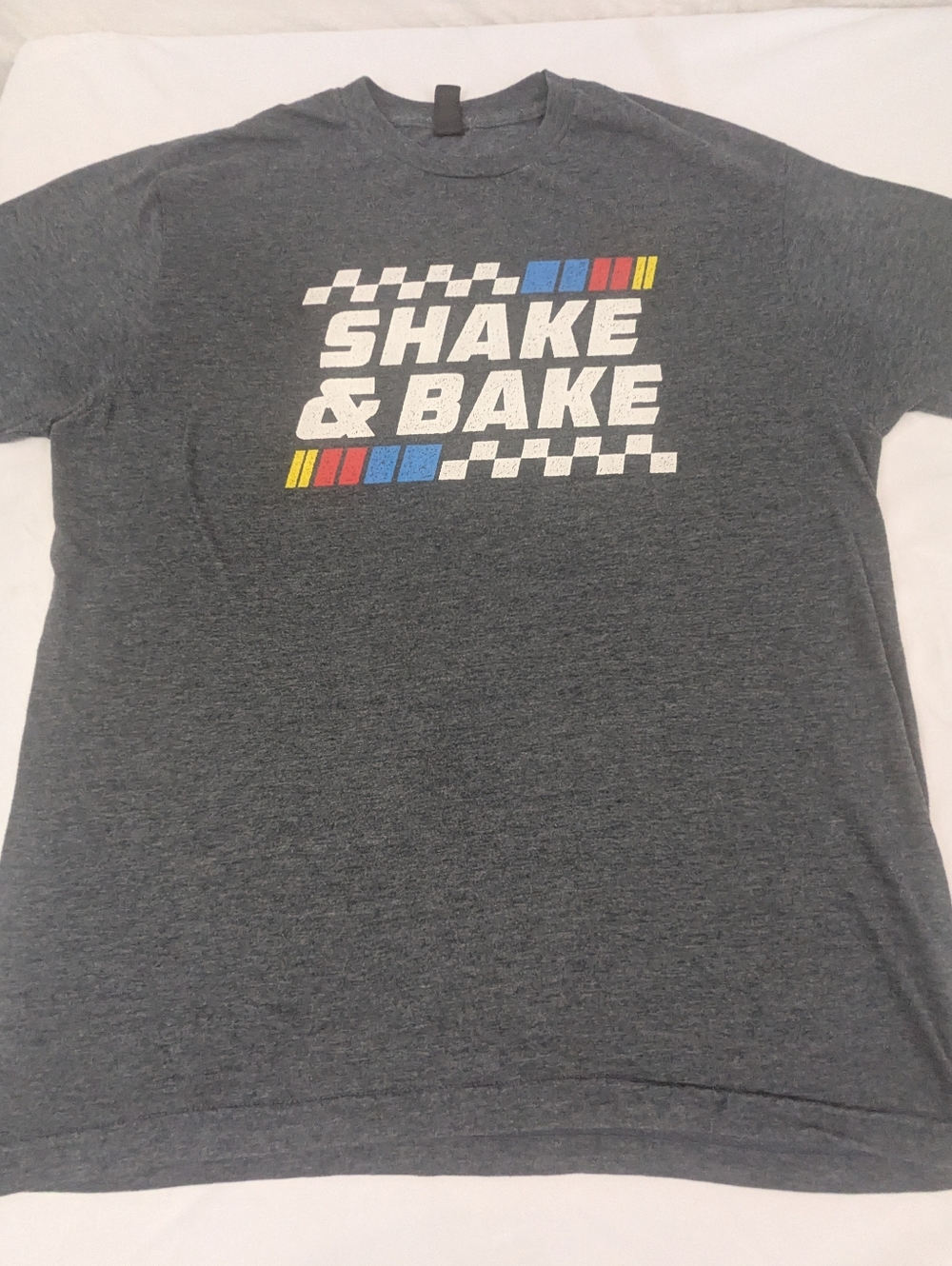Talladega Nights Mens Grey Tee SHAKE & BAKE Racing Movie Large